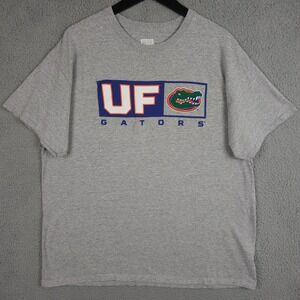 Florida Gators Shirt Mens XL Gray Blue Orange UF Crew Neck Box Seat Tee NCAA